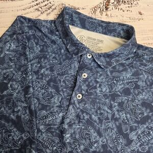 Googan Squad Polo Shirt Mens XL Blue Performance Short Sleeve Bass Fishing Line